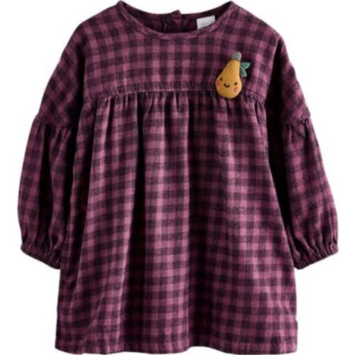 Kids' Check Long Sleeve Cotton Flannel Dress, 12-18M