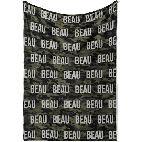 Hickory Hollow Designs Personalized Blankets for Boys, New Born Baby Boys Gift, Green Throw Blanket, Camo Blanket, Minky Fabric, Nursery Decor, Camo, 30x40(Small)