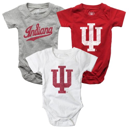 Infant Wes Willy Indiana Hoosiers Three-Pack Bodysuit Set