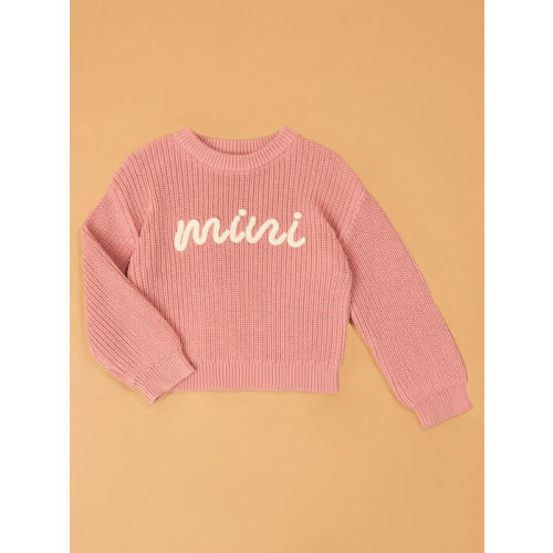 Maeve Mini Topstitch Sweater in Muave & Ivory | AS Kids