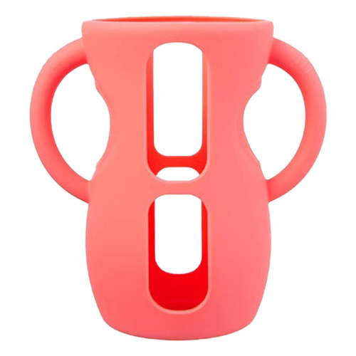 240ml Anti-Breakage Silicone Sleeve for Philips Avent Natural Glass Bottles - Protective Holder with Handle for 8oz Anti-Colic Baby Bottles - Red