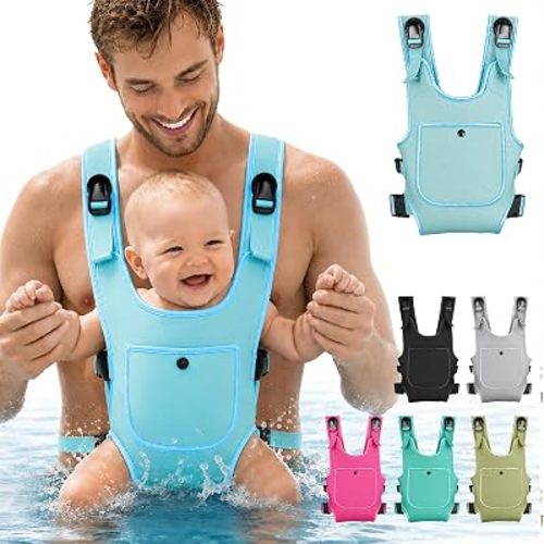Neoprene Water Baby Carrier Newborn to Toddler, Ergonomic Waterproof Infant Chest Holder with Adjustable Straps, Breathable & Lightweight Baby Wearing Gear for Summer Pool Swimming & Beach