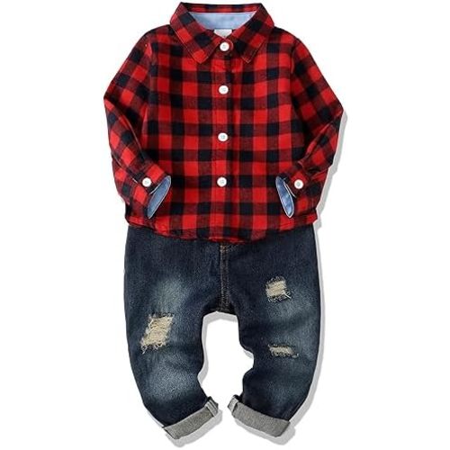 XUANHAO Baby Boy Clothes Infant Toddler Boy Outfits 12 18 24 Months 2T 3T 4T 5T Jeans Pants Clothing Set Fall Winter Clothes