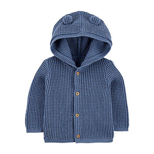 Carter's Baby Boys Hooded Long Sleeve Button Cardigan, Color: Blue - JCPenney