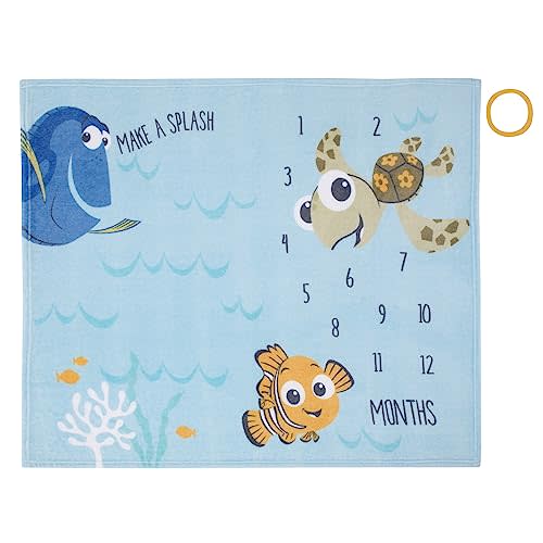 Disney Finding Nemo Blue Make a Splash Super Soft Photo Op Milestone Baby Blanket