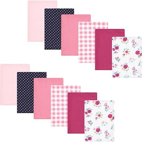 Hudson Baby Unisex Baby Cotton Flannel Burp Cloths Bundle, Butterfly Floral, One Size