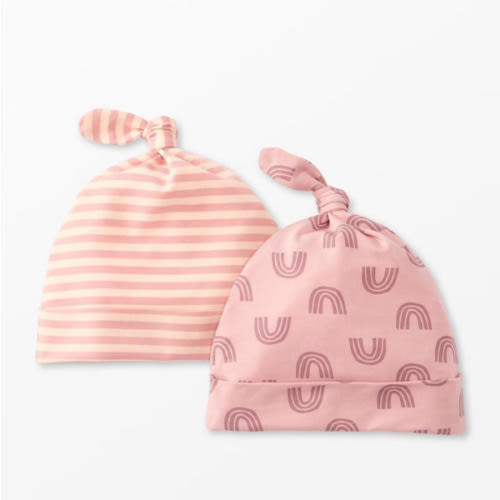 2-Piece Baby Layette Top Knot Beanie in HannaSoft™