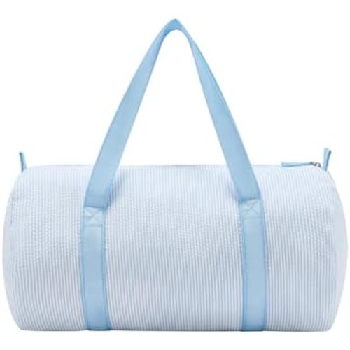 Gabigaba Kids Travel Overnight Bag Seersucker Carry On Lightweight Weekender Duffel Bag for Boys and Girls (Babyblue)