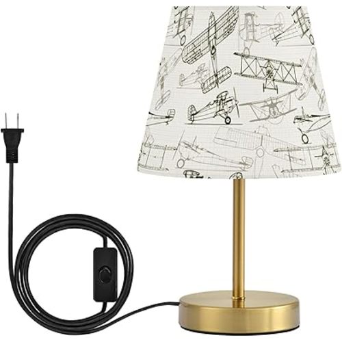 Vintage Airplane Transports Dimmable Table Lamp Night Light Bedroom Lamps for Nightstand Living Room Dorm Home Office Desk, LED Bulb Included, M