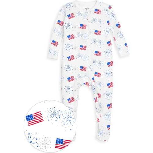 3-6M, The Organic Zipper Footie, Flags and Fireworks