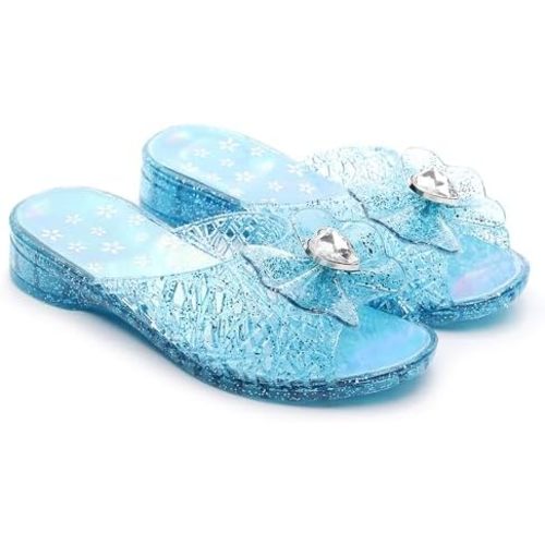 Girls Jelly Sandals Slides Frozen Inspired Elsa Flats Princess Dress Shoes Toddler Slippers Snow Queen Jellies Birthday Costumes Slip On