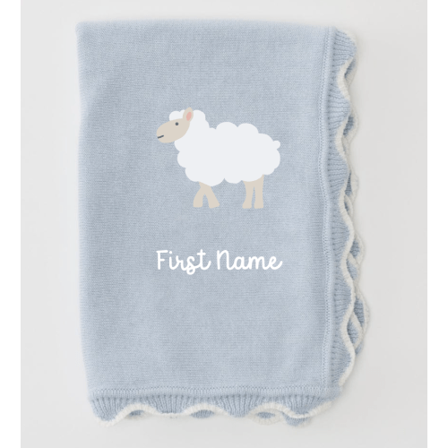 Embroidered Sheep Baby Blanket