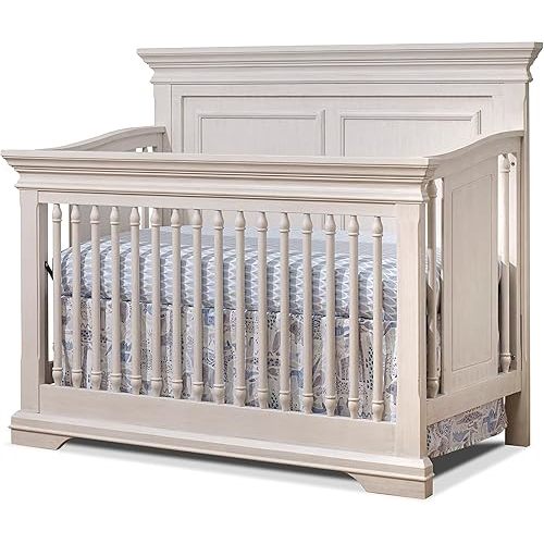 Sorelle Furniture Portofino Crib,Classic 4-In-1 Convertible Crib,Brushed Ivory Crib Made of Wood,Non-Toxic Finish, Wooden Baby Bed,Toddler Bed,Child’s Daybed and Full-Size Bed-Ivory