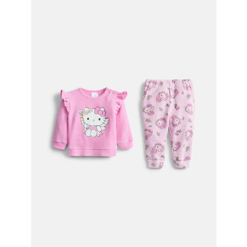 Hello Kitty Baby Girls Waffle Knit Top and Pants Set, 2-Piece, Sizes 0M-24M