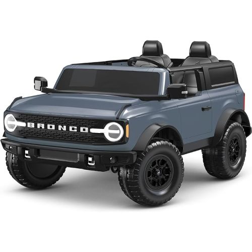 Kid Trax 12V Ford Bronco Ride-On Toy for Ages 3-7, Battery Powered, LED Headlights, FM Radio, MP3, Horn, 2-Seater, Max Weight 130 lb, 2 Speeds, Electric Car for Kids, Kids Ride on Toys, No Remote