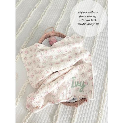 Embroidered Name Baby Blanket: Organic Muslin & Sherpa, Keepsake Gift