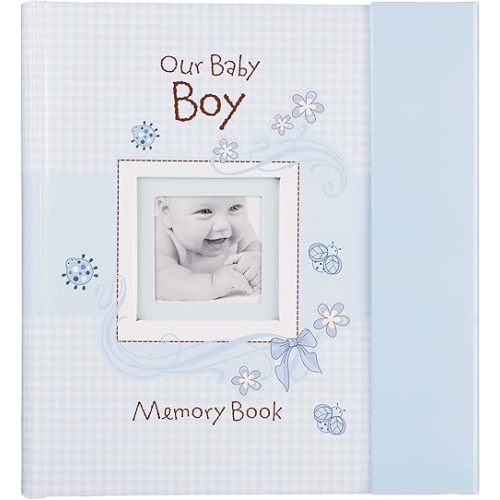 Christian Art Gifts Boy Baby Book of Memories Blue Keepsake Photo Album Our Baby Boy Memory Book Baby Book with Bible Verses, the First Year