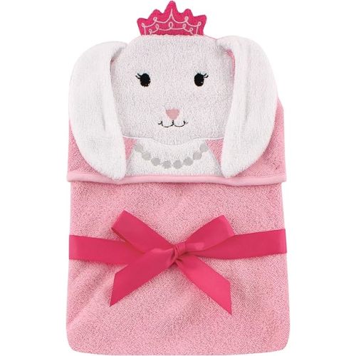 Hudson Baby Unisex Baby Cotton Animal Face Hooded Towel, Princess Bunny, One Size