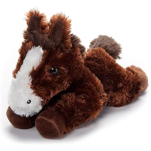The Petting Zoo Horse Stuffed Animal Plushie, Gifts for Kids, Scoopz Wildlife Animals, Brown Horse Plush Toy, 8 inches
