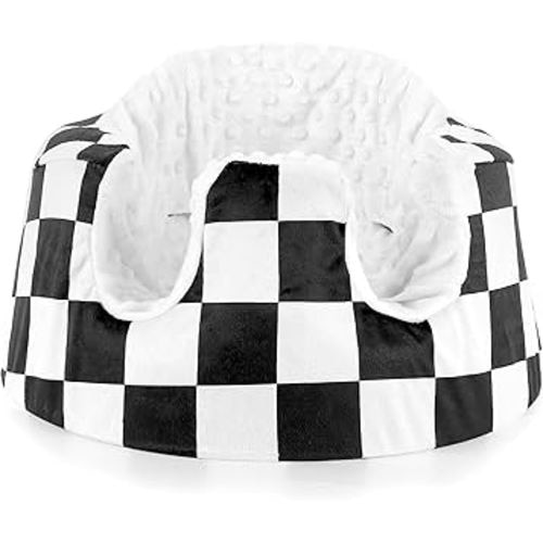 DILIMI Minky Seat Cover Compatible with Bumbo Seat, Removable Ultra Soft Comfortable Warm Seat Slipcover for Baby Girl and Boy, Black Checkered