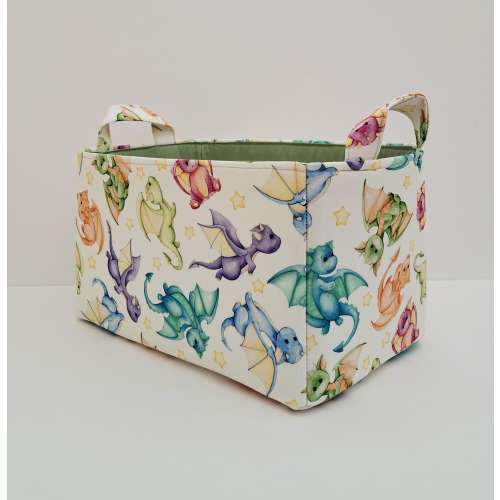 Dragon Fabric Storage Basket, Kids Toy Bin, Fantasy Nursery Organizer