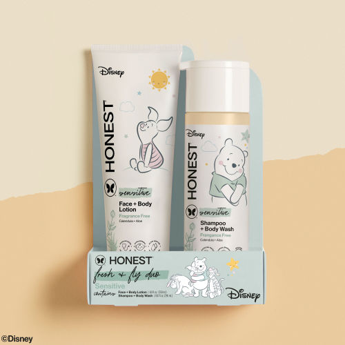 The Honest Company 2-in-1 Cleansing Shampoo + Body Wash and Face + Body Lotion Bundle + Disney Design | Gentle Enough for Baby | Dermatologist Tested | Honest