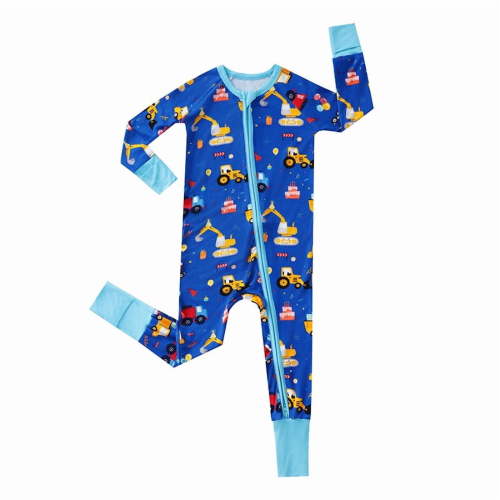 Bellafa Newborn Baby Unisex Romper Pajamas with Mitten Girls Boys 2 Way Zipper Long Sleeve Bamboo Viscose Sleepers One-piece 0-24M