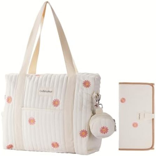 GOBABYMART 3pc Diaper Bag Tote Set, Hospital Bag for Labor & Delivery, Maternity Travel Bag with Changing Pad & Pacifier Case