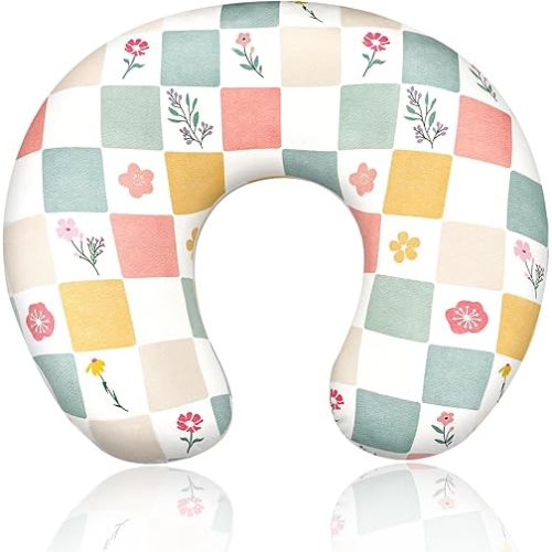SWESEN Nursing Pillow Cover Girls, Floral Breastfeeding Pillow Cover for Baby, Snug Fits Newborn Nursing Pillow Case, Super Soft Breathable, Flower Lattice