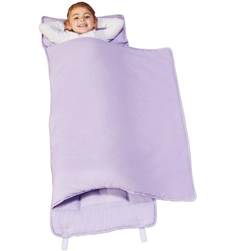 EVERYDAY KIDS Toddler Nap Mat –Solid Lavender– Soft Microfiber, Rollup with Handle & Pillow, for Preschool, Daycare, or Travel -Ages 2-6 years