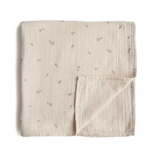 Organic Cotton Muslin Swaddle Blanket Rocket Ship One Size