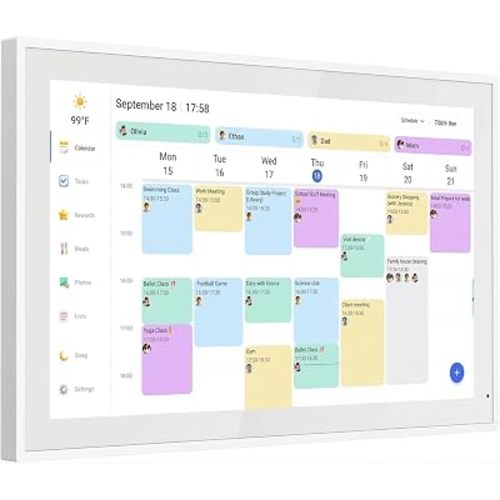 SRI Home Orca Digital Calendar – Smart Family Calendar & Wall Planner with Two-Way Sync, No Subscription, Up to 8 Profiles, Color-Coded Schedules, Chore & Meal Charts, Doubles as Digital Photo Frame (15.6")