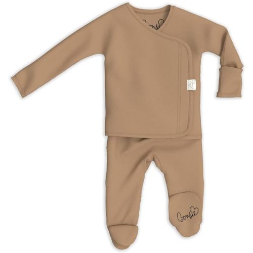 Bonsie Skin to Skin Babywear Footie - Brown Baby Footed Bodysuit - Mocha - 0-3 Months