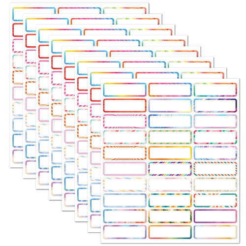 8pcs Waterproof Write-On Vinyl Labels,Colorful Blank Stickers,Easy-Write Pre-Cut Label Tags for Water Bottles, Storage Bins, Containers,Classroom & Home Organization