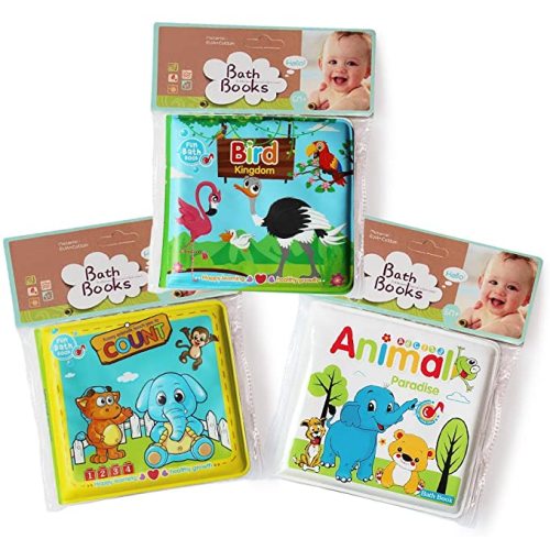 Baby Bath Books-3PCS,Bathtub Toys Floating Waterproof Educational Bath Toy Books for Toddlers-Animal Books,Count Books,Bird Books for Bath time