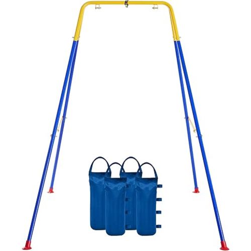 FUNLIO Foldable Swing Stand for Kids with 4 Sandbags, Heavy Duty Metal A-Frame Indoor/Outdoor for Backyard, Suitable Most Toddler/Baby Jumper/Hammock Chair