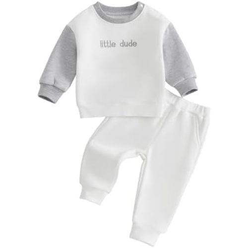 Toddler Baby Boys Fall Clothes Little Dude Outfits Sweatshirt Jogger Pants