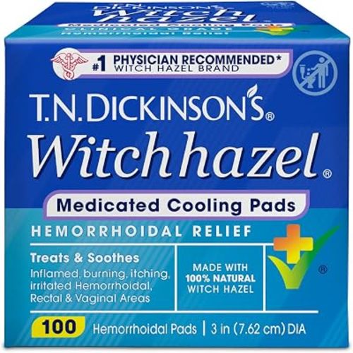 T.N. Dickinson's Medicated Cooling Pads | Witch Hazel & Aloe | 100 Rounds