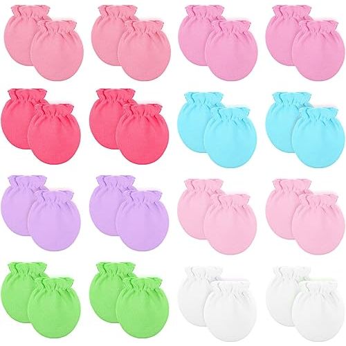 16 Pairs Baby Mittens Newborn No Scratch Soft Newborn Gloves for Girls Boys Babies 0-6 Months