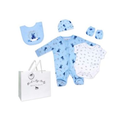Baby Boys Prince Bear 5 Piece Layette Gift Set