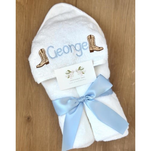 Custom Hooded Baby and Toddler Bath Towel Gift 100% Cotton with Handwritten Gift Notecard included