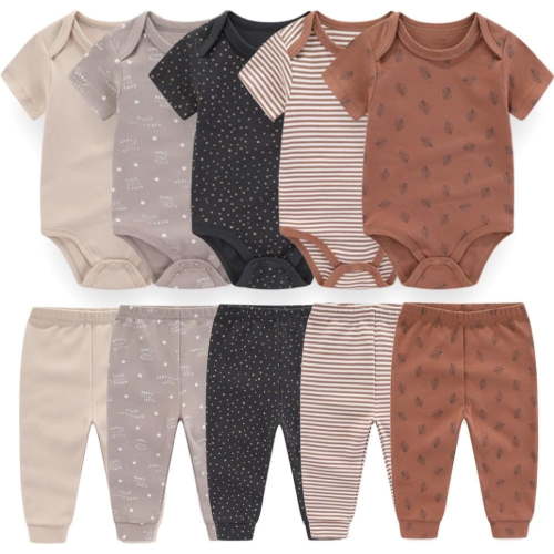 TYMZDYN Baby Layette Set Baby Boys' 10-Piece Bodysuits Pants Set Toddler Girl Boy Unisex Baby Gift Sets