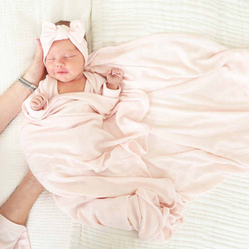 Pearl Pink Bamboo Waffle Oversized Swaddle Blanket