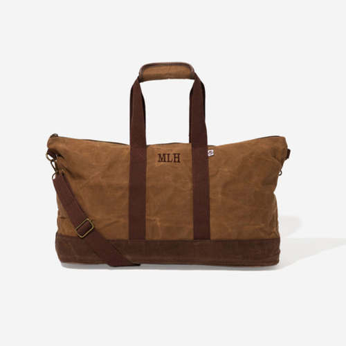 Personalized Kids Waxed Canvas Weekender | Brown