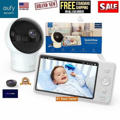 Eufy Security Spaceview Anker HD Resolution Indoor/Outdoor Night Vision 5'' Camera Wireless Baby Monitor E110 Video and Audio T83001D2