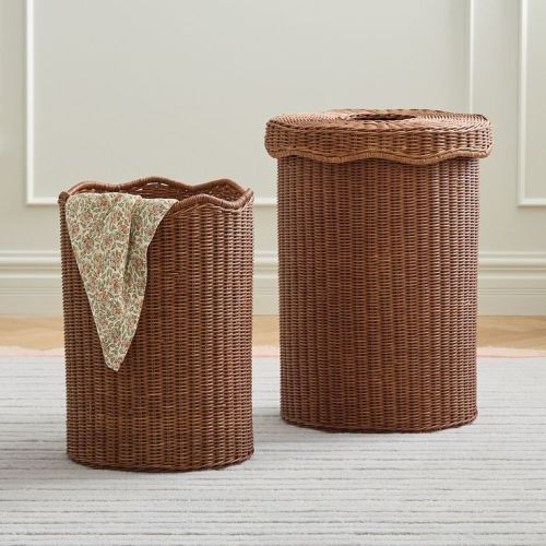 Scallop Rattan Hampers (Set of 2) | Modern hampers, Vintage baby nursery, Kids laundry hamper