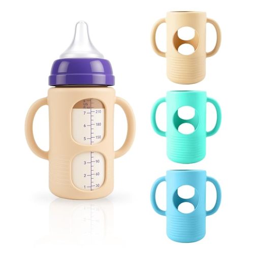 3-Pack Silicone Sleeves for New Lansinoh & Pigeon Glass Baby Bottle 5 oz