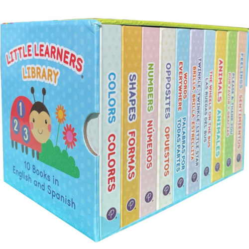 Bilingual 10 Board Books in Spanish and English: Little Library set includes Counting, Colors, Feelings, Animals, The Wheels on the Bus, ABCs, and More (English and Spanish Edition)