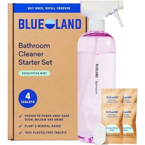 BLUELAND Bathroom Spray Cleaner, Starter Set, Eucalyptus Mint