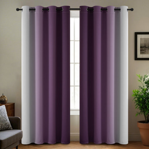 Ebern Designs Ombre 100% Blackout Curtain-Room Darkening Grommet Drapes for Bedroom&Living Room & Reviews | Wayfair